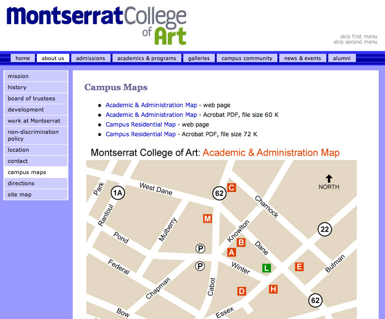 Montserrat's campus map page